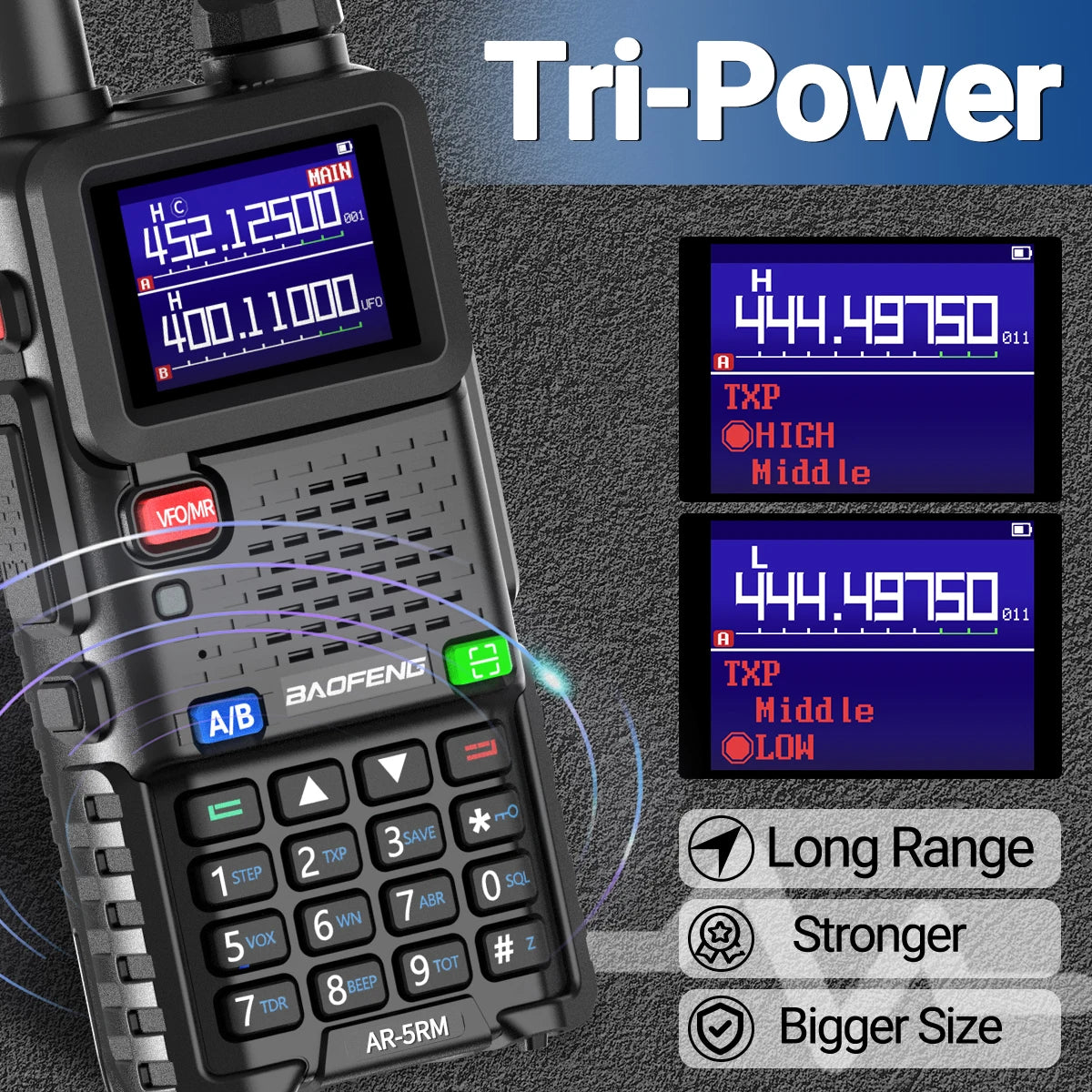 2 Pack Baofeng AR5RM Multi Band Walkie Talkie 10W Ham Radio