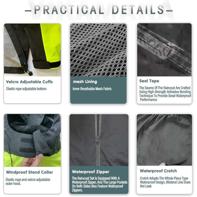 Mens Waterproof Rain Suit Reflective Lightweight Cycling