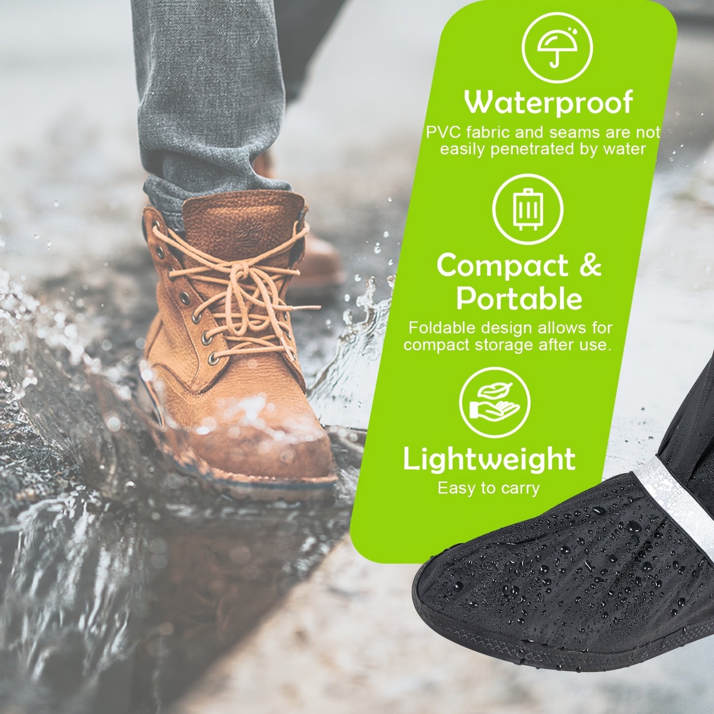 DREAM APPAREL Waterproof Rain Boot Covers With Side Zipper