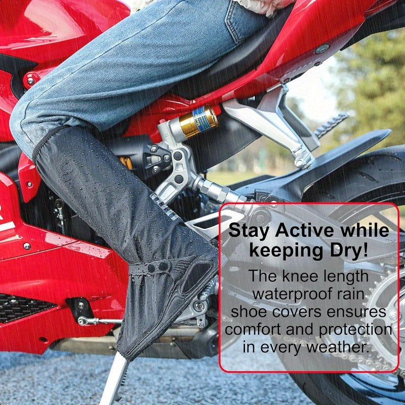 Waterproof Reusable Rain Shoe Covers for Men & Women Large Size 43-45 Adjustable Elastic Non-Slip Rubber Sole