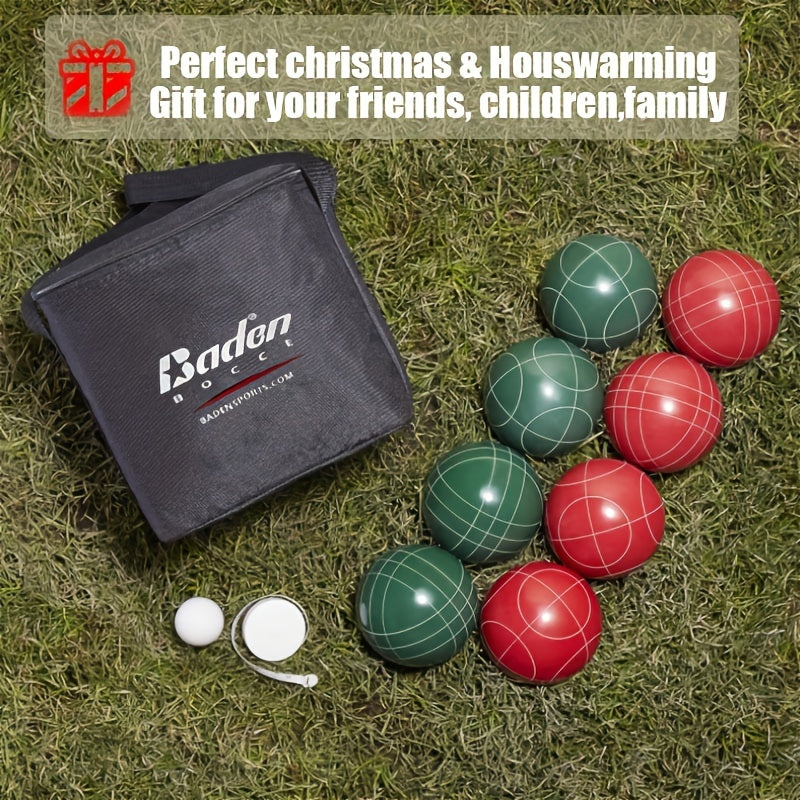 Bocce Ball Set, 107mm Bocci Balls, 18 Pounds, 8 Resin Balls, Pallino, Portable Bag, Outdoor Fun for 2-8 Players