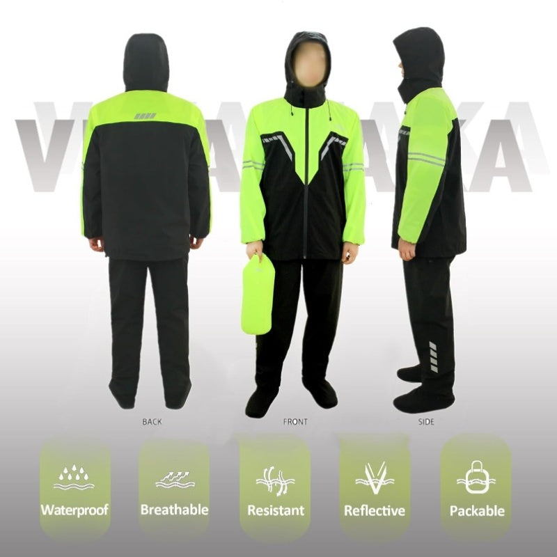 Mens Waterproof Rain Suit Reflective Lightweight Cycling