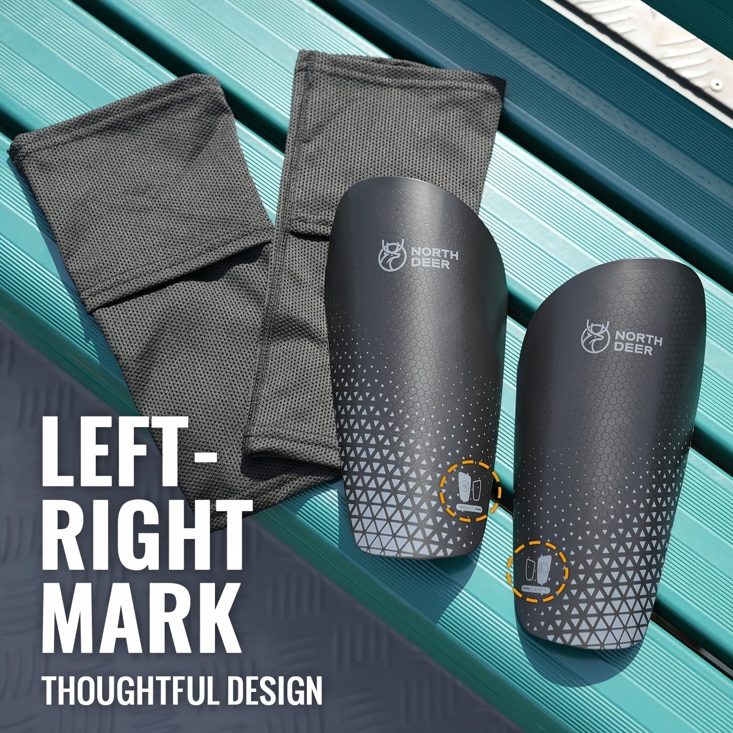Northdeer Soccer Shin Guards for Youngsters and Adults Ergonomic Design with Impact Protection Breathable Mesh and Durable Plastic Unisex Soccer Gear for Men White Blue Black