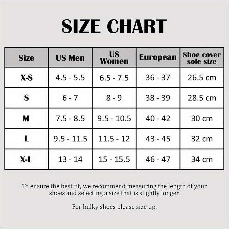Waterproof Reusable Rain Shoe Covers for Men & Women Large Size 43-45 Adjustable Elastic Non-Slip Rubber Sole