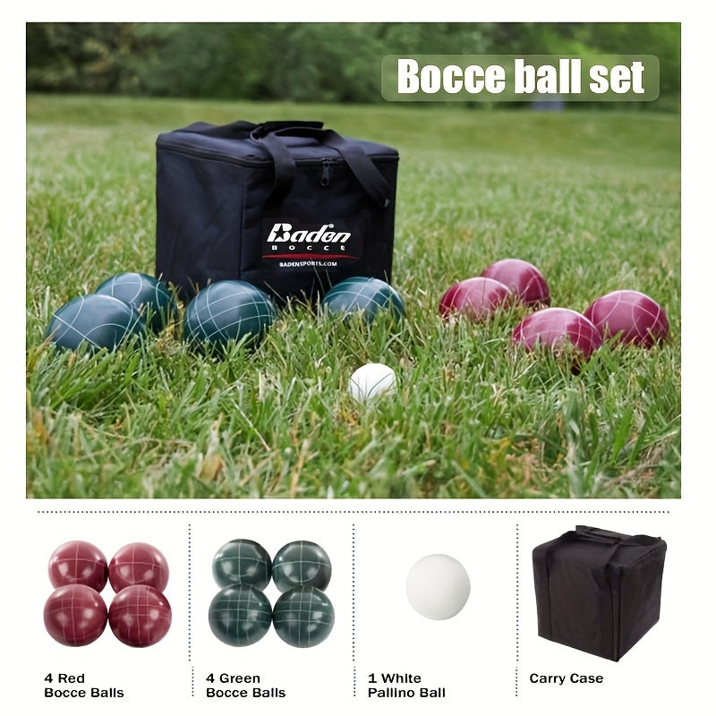 Bocce Ball Set, 107mm Bocci Balls, 18 Pounds, 8 Resin Balls, Pallino, Portable Bag, Outdoor Fun for 2-8 Players
