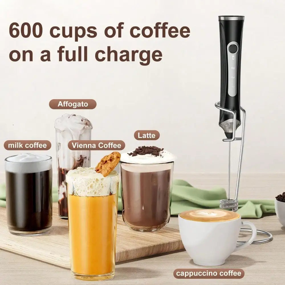 Milk Frother Rechargeable Electric Handheld Drink Mixer
