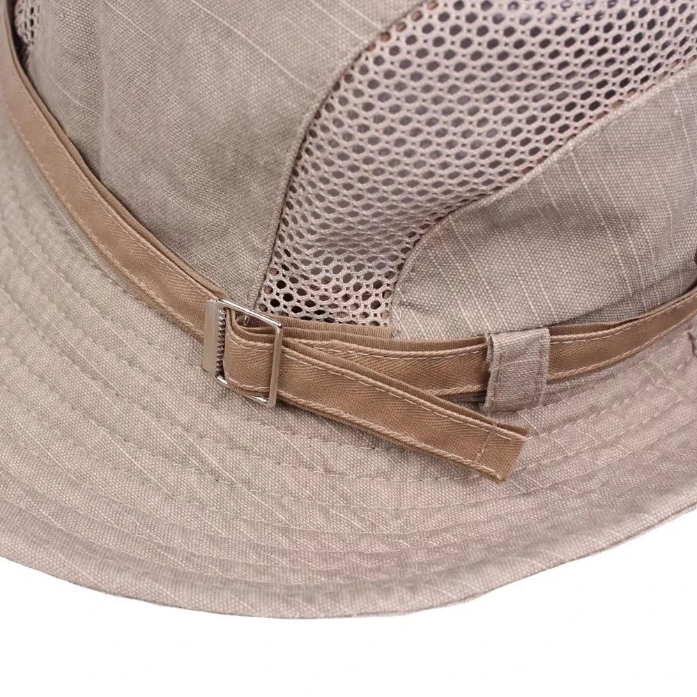 Outdoor Breathable Cotton Bucket Hat For Men Sun Protection