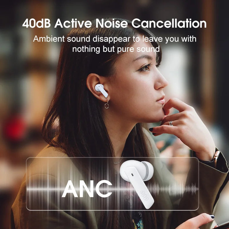 QCY HT05 ANC Wireless Earphone 40dB Noise Cancelling TWS