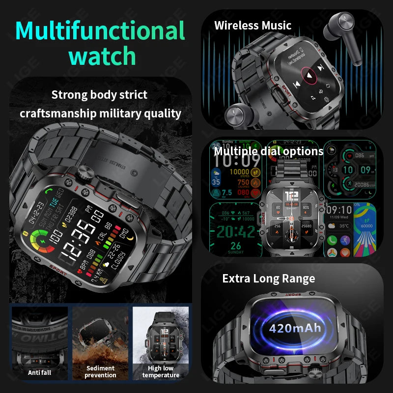2024 New For Xiaomi Military Smart Watch Men IP68 5ATM