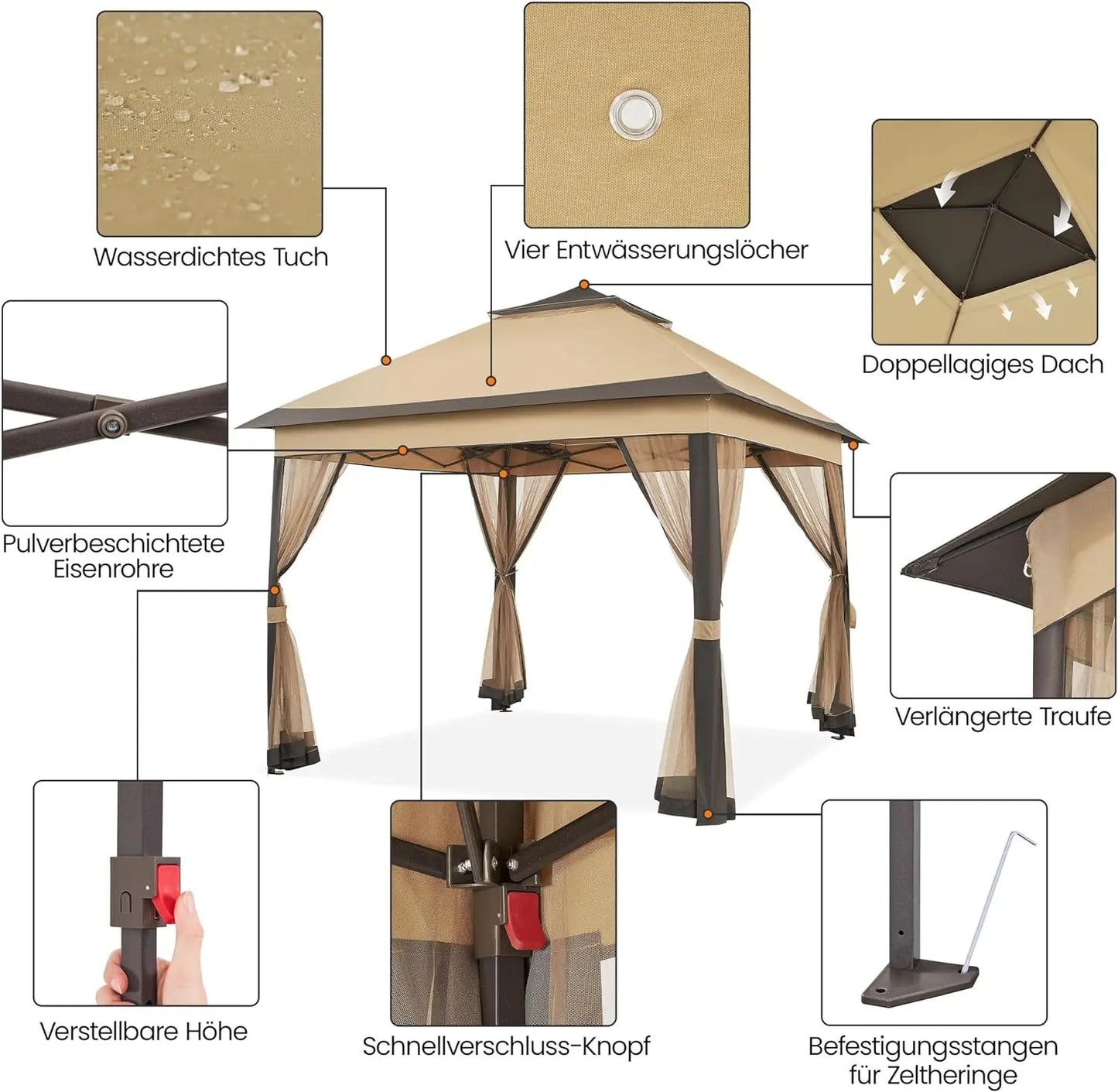 Outdoor Gazebo Canopy with Detachable Mosquito Nets