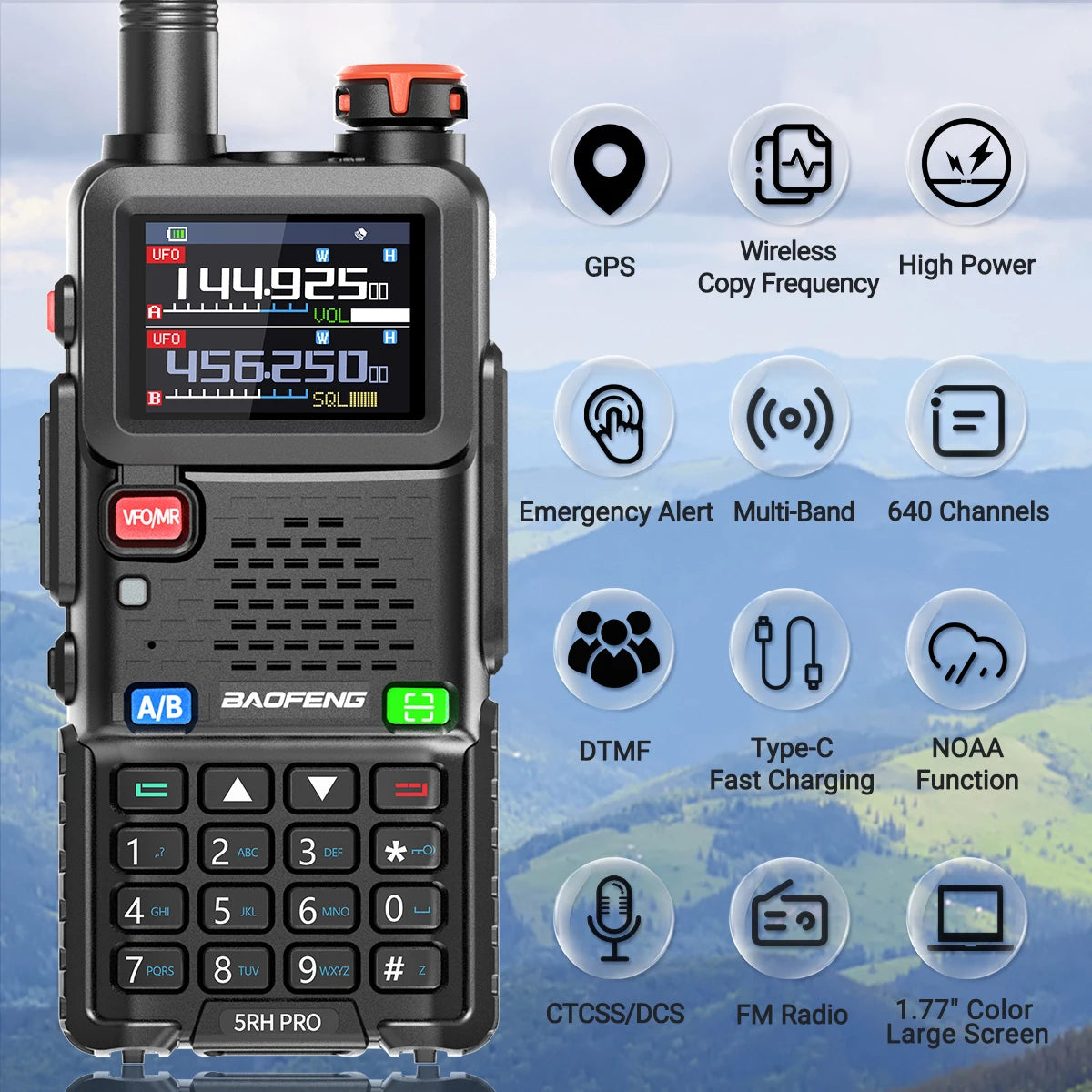 Baofeng UV-5RH Pro GPS Long Range Walkie Talkie Radio