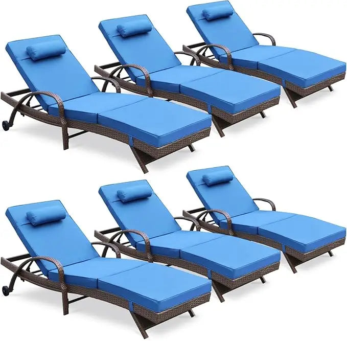 Outdoor Lounge Chairs Set of Beach Wicker Chaise Lounge