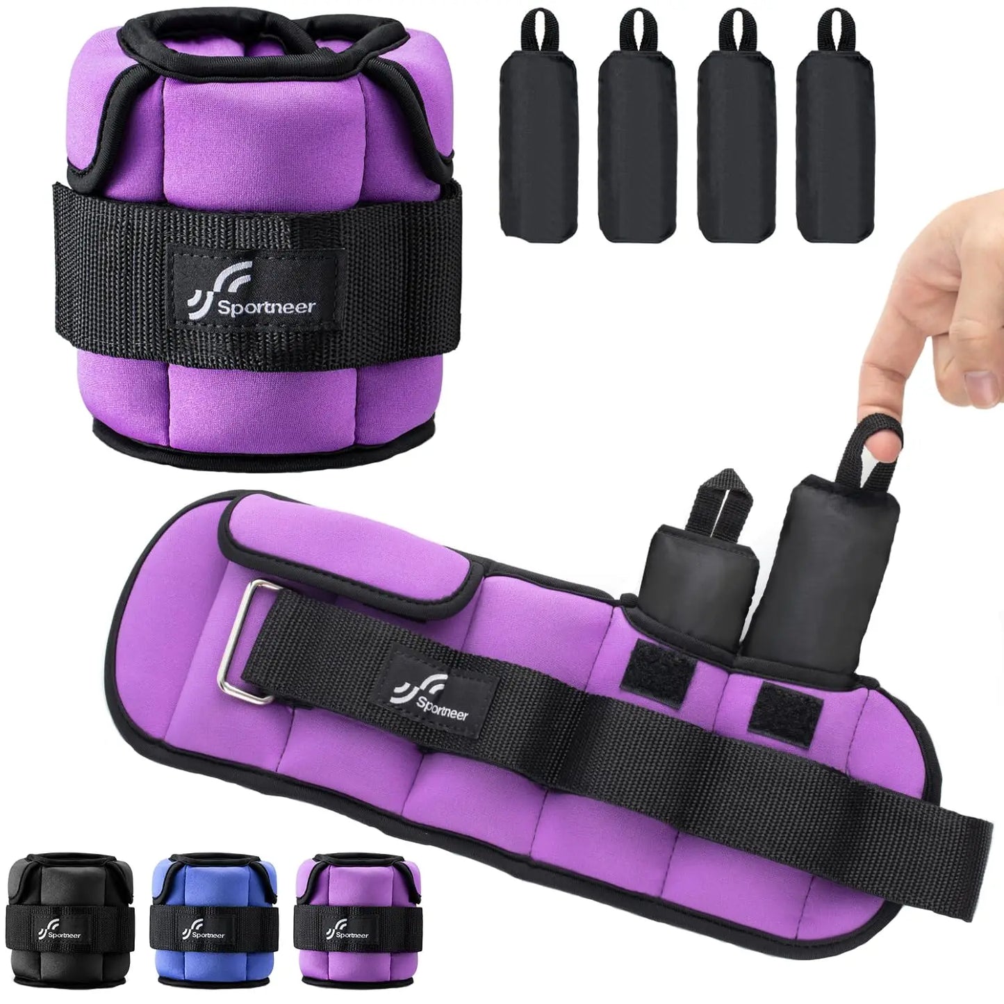 Sportneer Adjustable Wrist and Ankle Weights 1 Pair 1 to 10 lbs