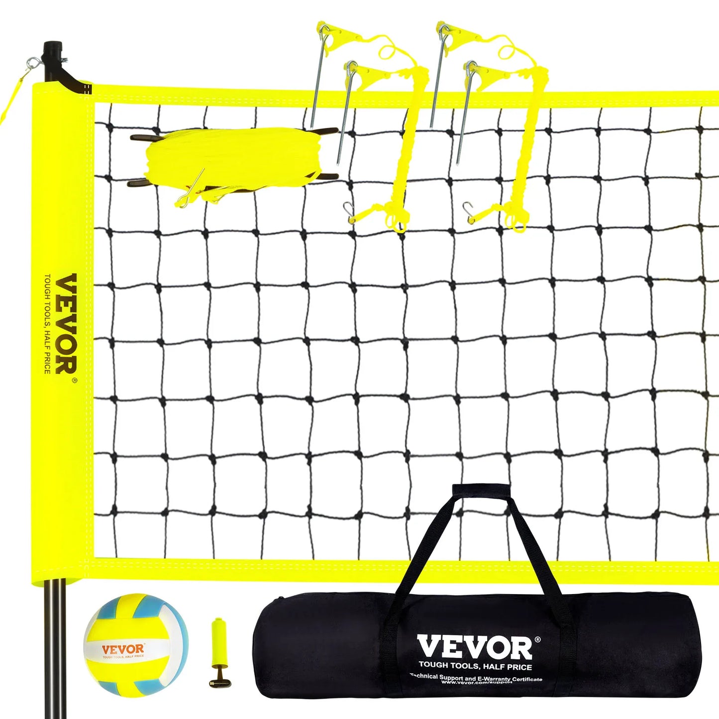 VEVOR Outdoor Volleyball Net System with Adjustable Height Steel Poles and PVC Pump for Backyard Beach Lawn