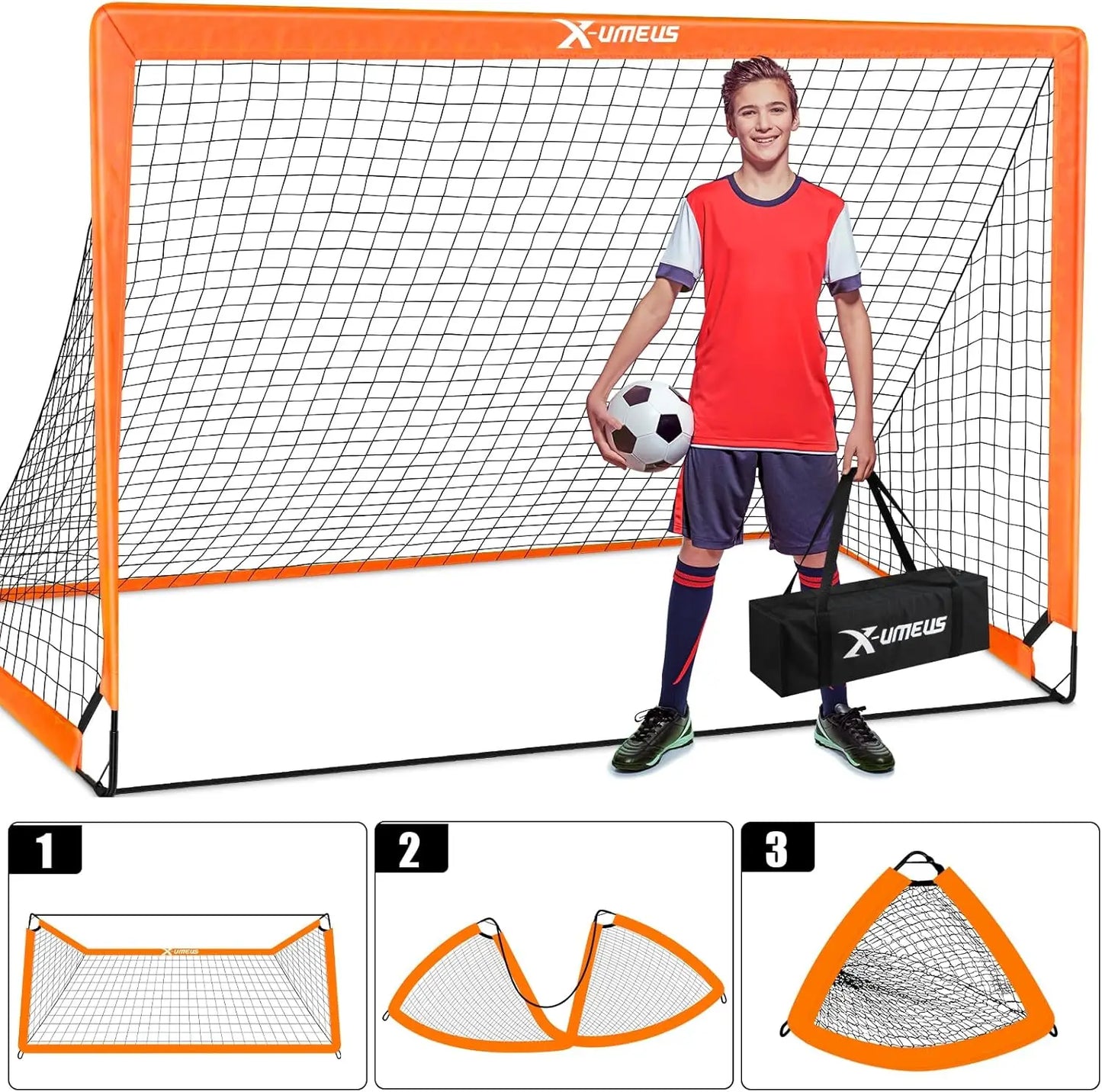 Kids Soccer Goals for Backyard 4x3 Pop Up Toddler Goal Training Equipment with Ball Agility Ladder and Cones Portable