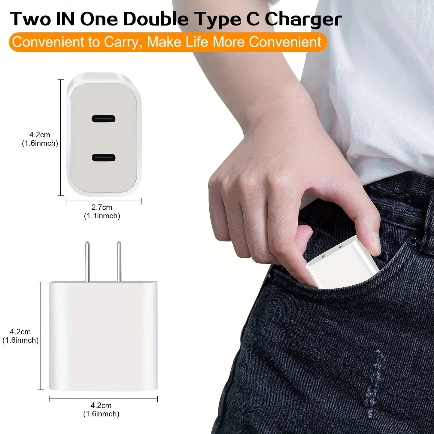 2Pack 40WPD Dual Port Charger Fast Charging With 10FT USB C To C Charging Cable For IPhone 15 Pro Max 15Pro 15 15Plus IPad Pro