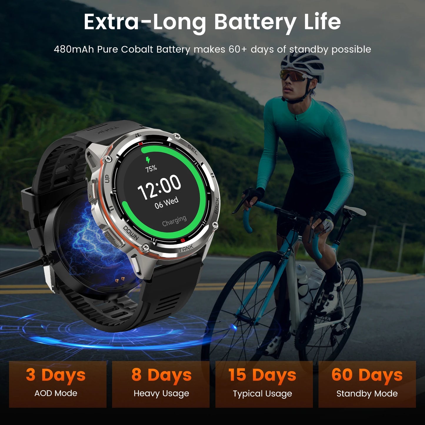 KOSPET Tank T3 Ultra GPS Smartwatch For Men With AMOLED