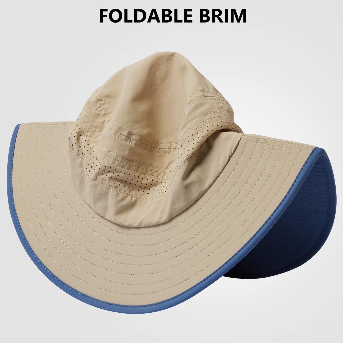 UPF 50+ Foldable Birm Water-Resistant Sun Bucket Hat with Laser Perforated Mesh Adjustable for Men Women Outdoor