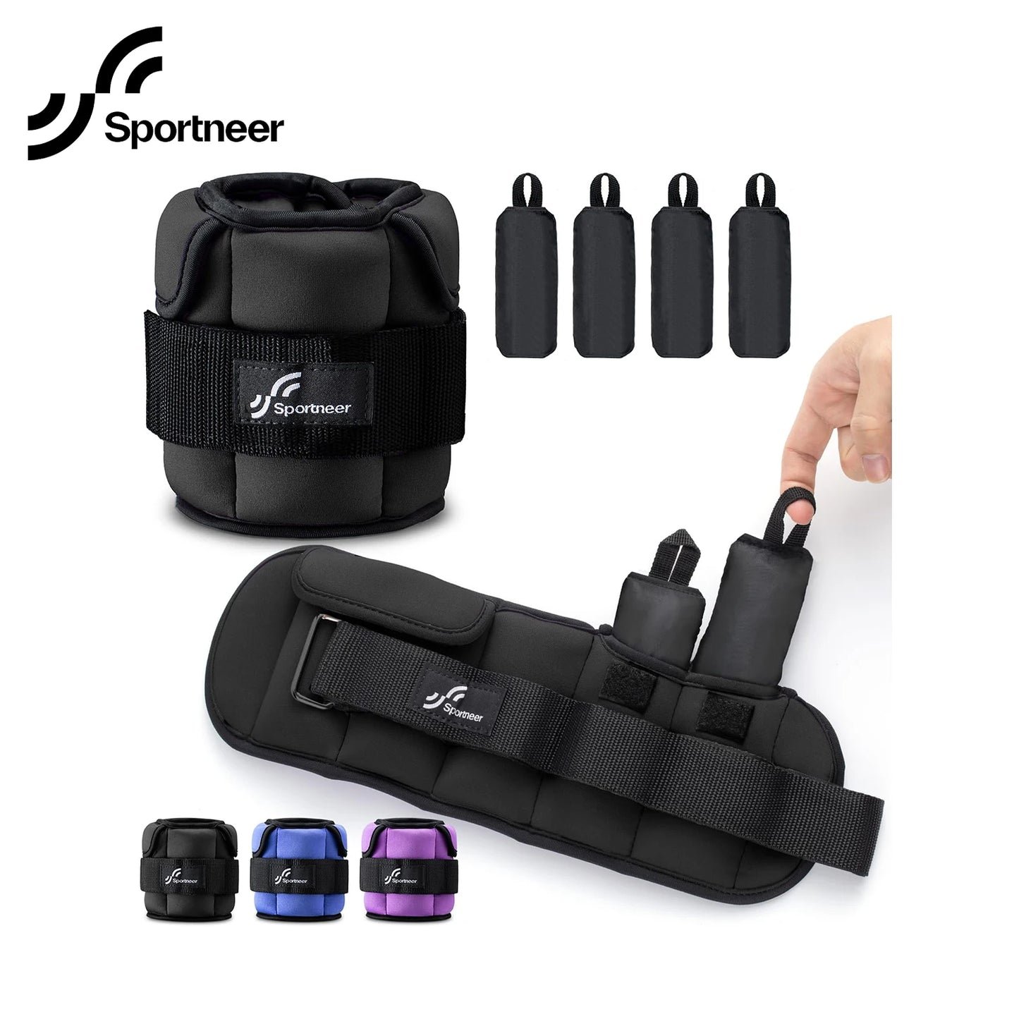 Sportneer Adjustable Wrist and Ankle Weights 1 Pair 1 to 10 lbs