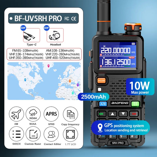 Baofeng 5RH Pro GPS Handheld Radio High Power Walkie Talkie