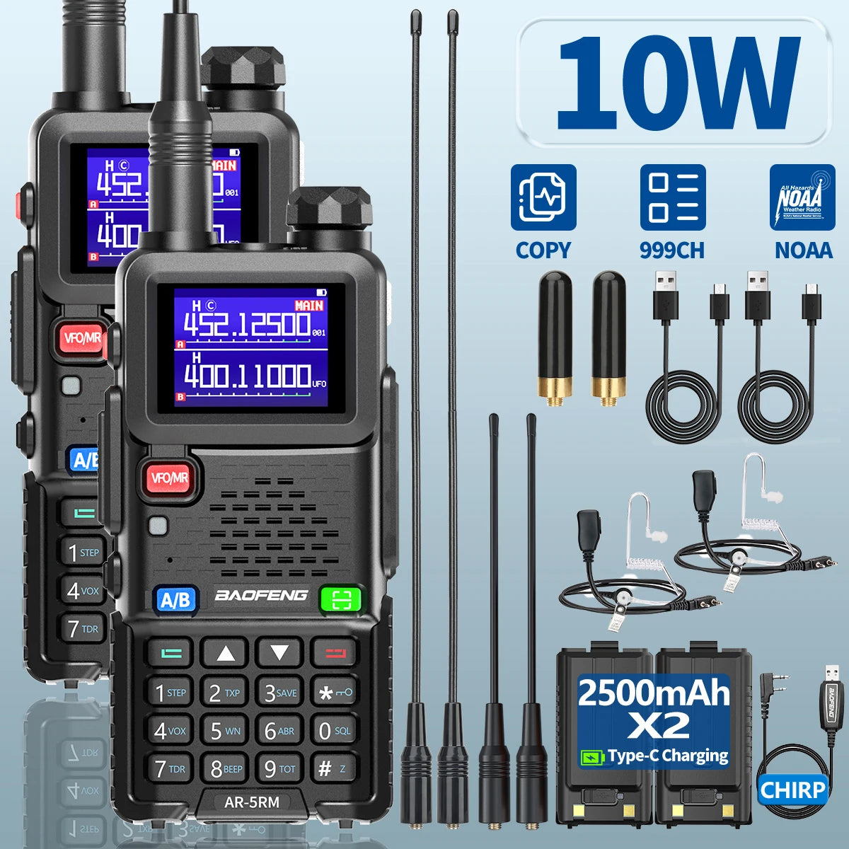Baofeng AR5RM Multi Band Walkie Talkie 10W NOAA Radio Ham