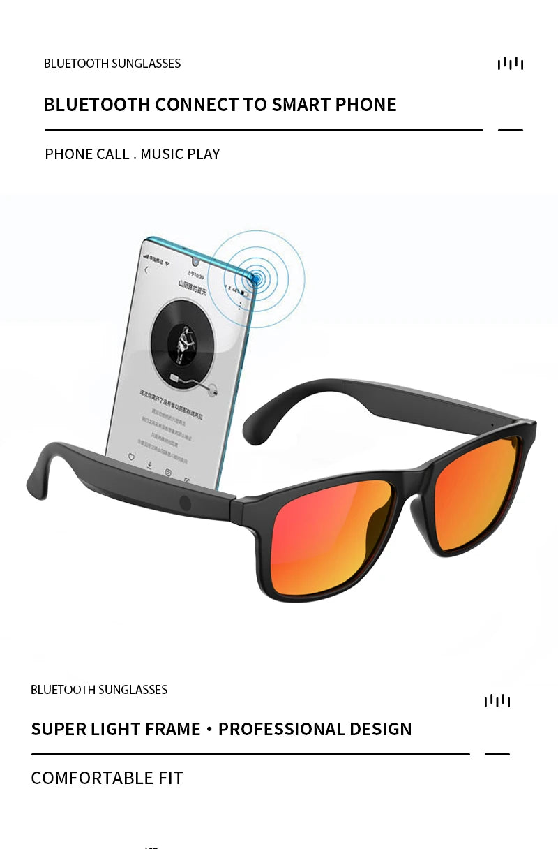 Smart Wireless Bluetooth Glasses for Music and Hands-Free Calls