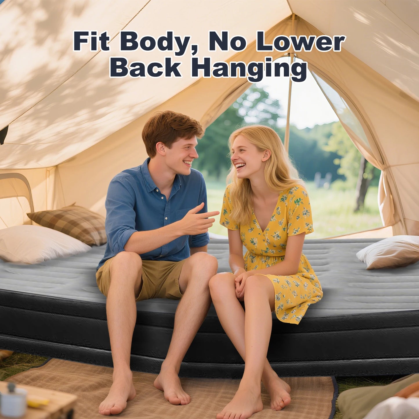 Foldable Inflatable Air Mattress With Built-in Pump, Indoor or Camping, Multiple Sizes