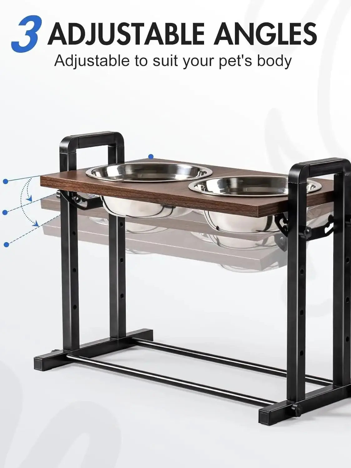 MEWOOFUN Raised Dog Bowl Height Adjustable Wooden Bowls