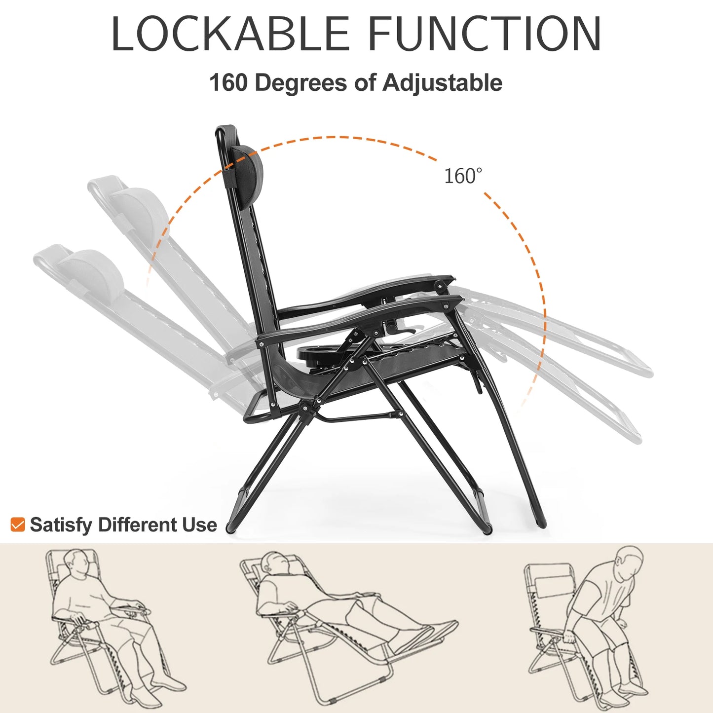JHK Zero Gravity 2 Pack Portable Recliner Lounge Chairs
