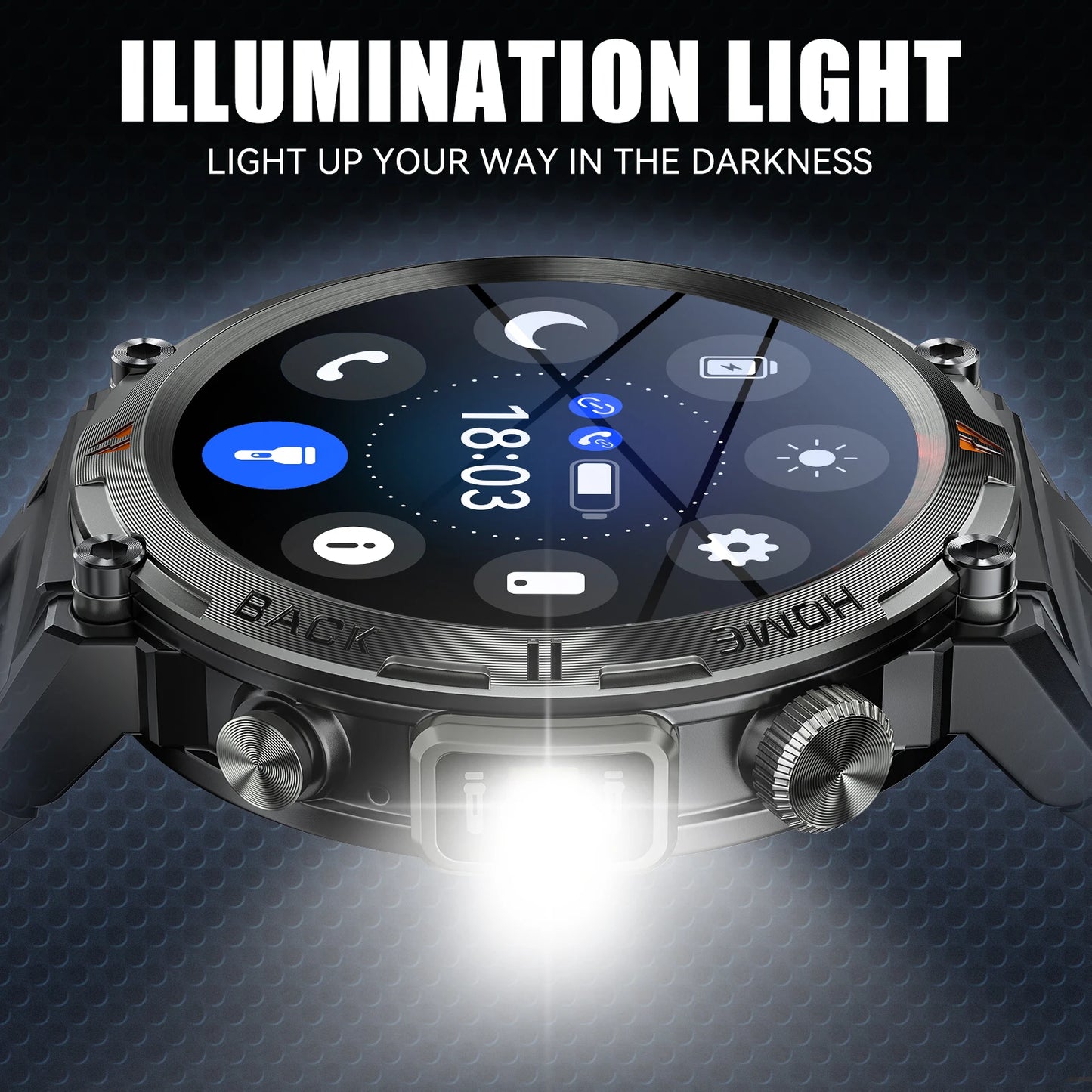 LaNikar KE3 Black Bluetooth Call Smart Watch Men Full Touch Screen Health Monitor