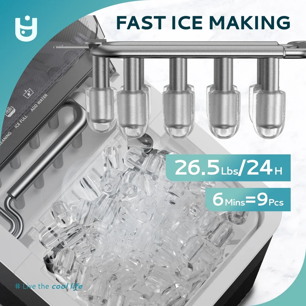 XMSJ Portable Ice Maker Machine with Self Cleaning Feature