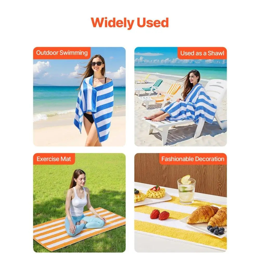 Large Cotton Plush Beach Towel Set of 4