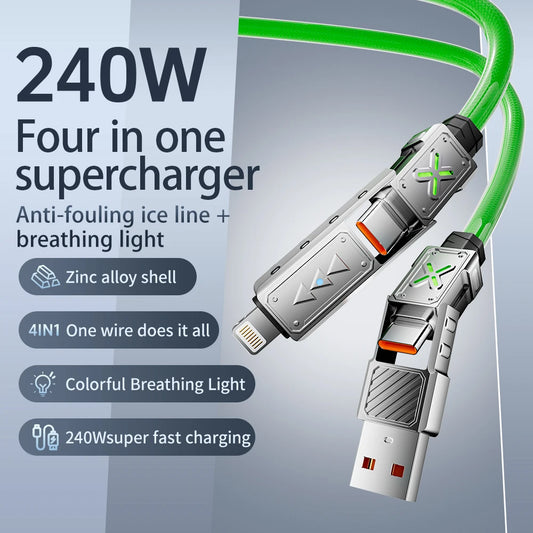 240W 4-in-1 Super Fast Charging Data Cable USB-C To Type-C