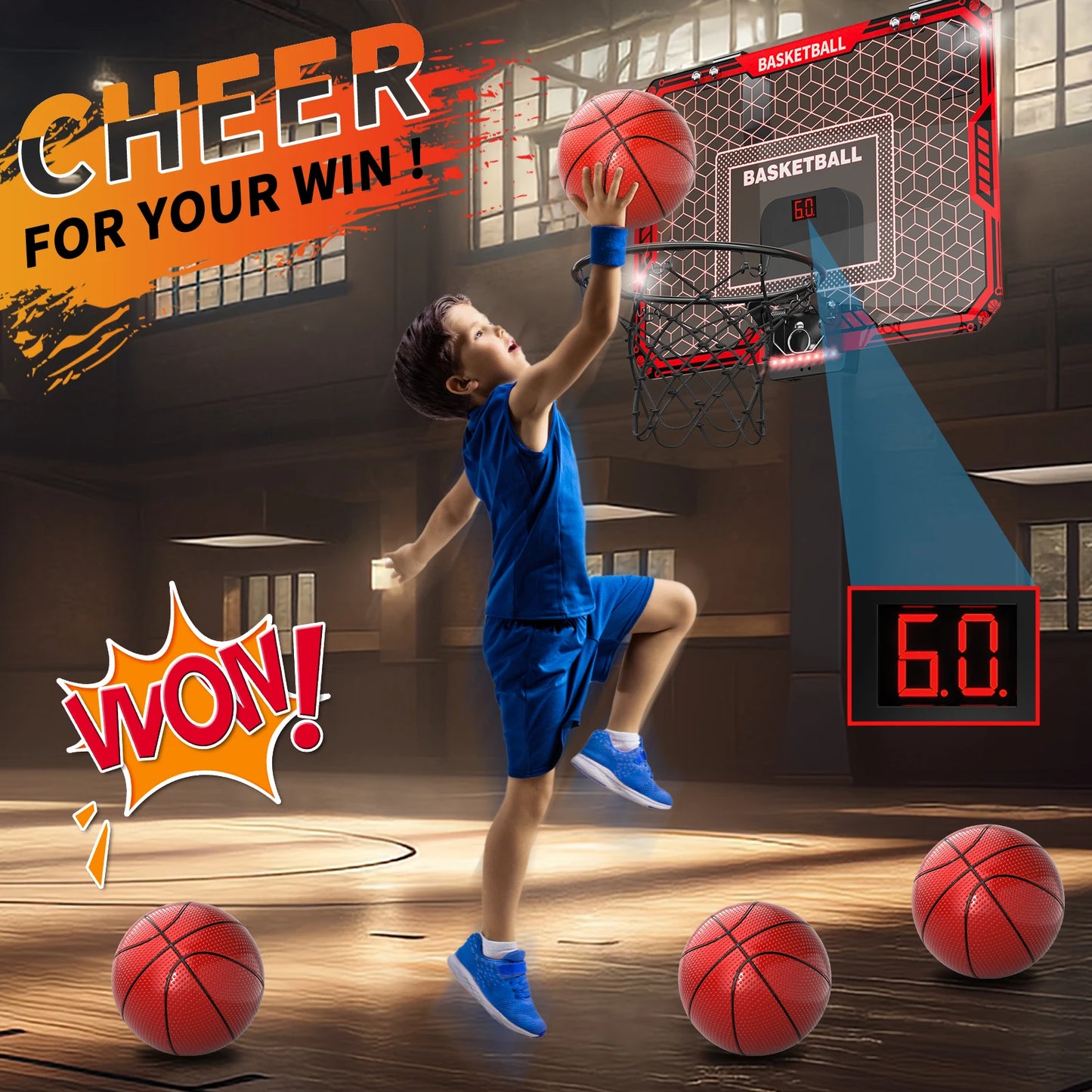 Indoor Outdoor Basketball Hoop With LED Lights For Kids