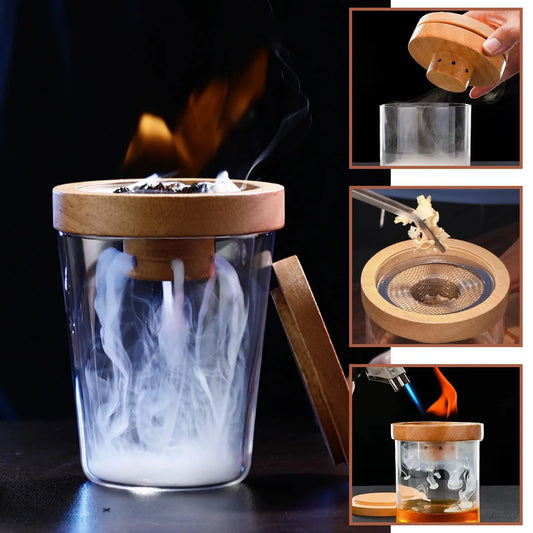 Wooden Cocktail Smoker Kit With 5 Flavor Wood Chips For Infusing