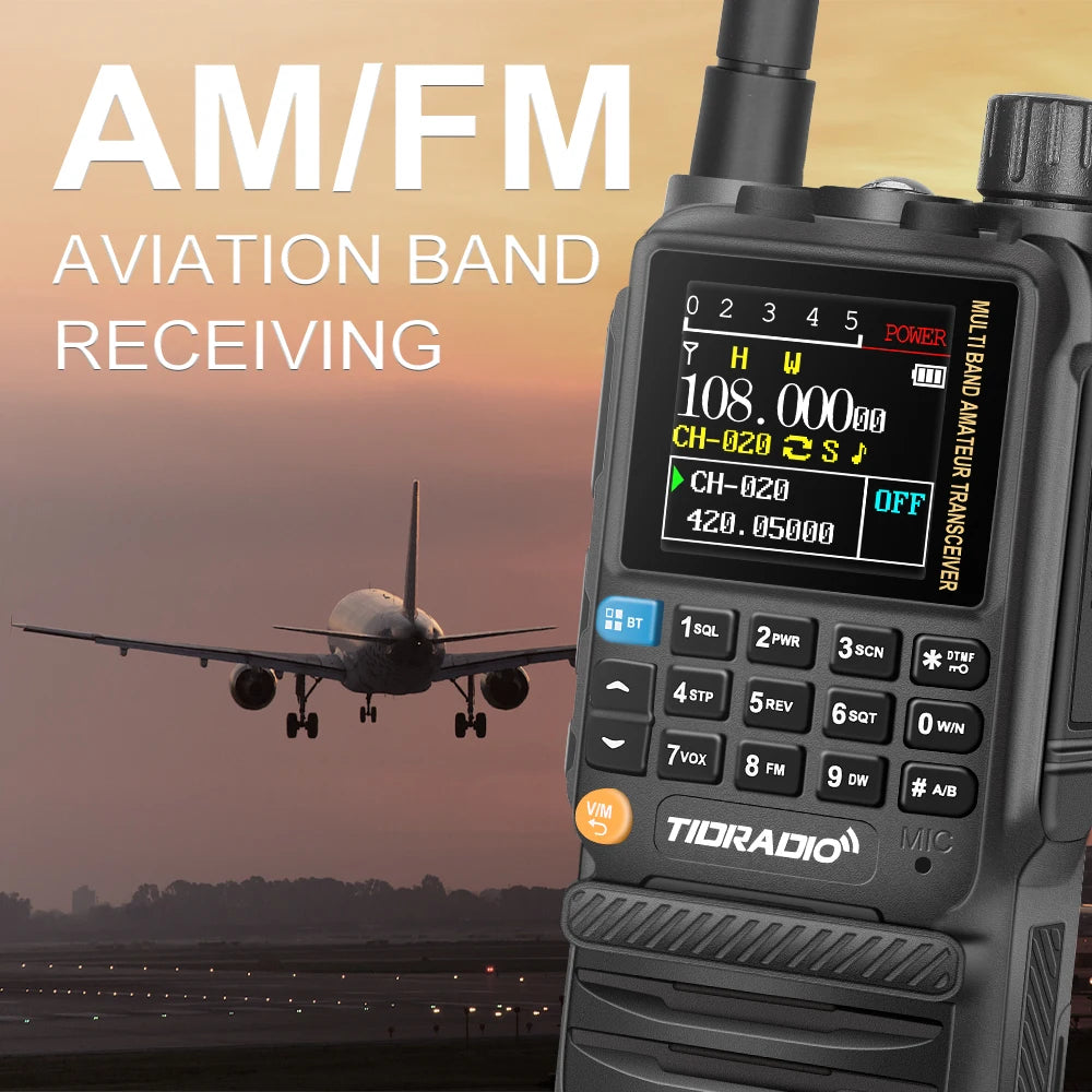 TIDRADIO H3 Walkie Talkie Phone APP Wireless Programming HAM Air Band Long Range Radio USB Type-C Cable Programming and Charge
