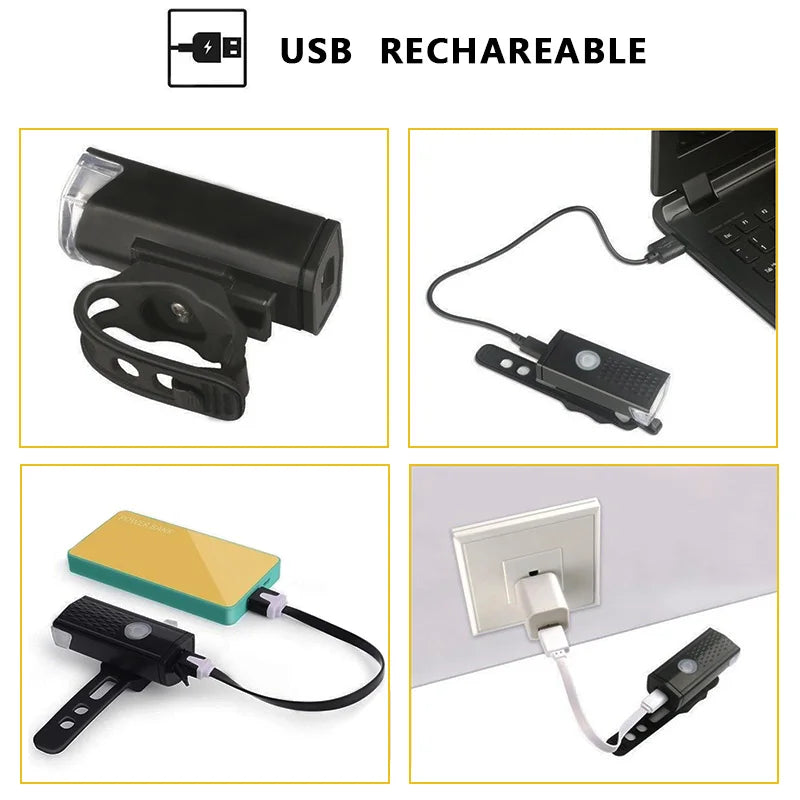 2pcs Bike Bicycle Light USB LED Rechargeable Set Front Back