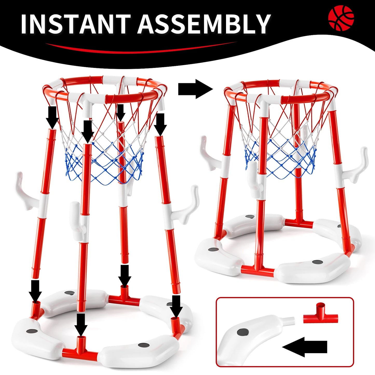 Summer Pool Basketball Hoop Toys Floating Game With 4 Balls