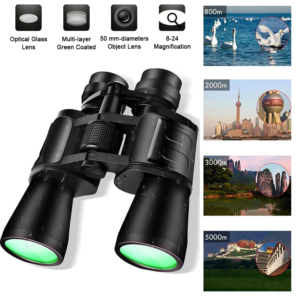 180x100 Zoom Binoculars Big Eyepiece 8x24 Zoom Waterproof for Outdoor Competition Concert Travel Camping