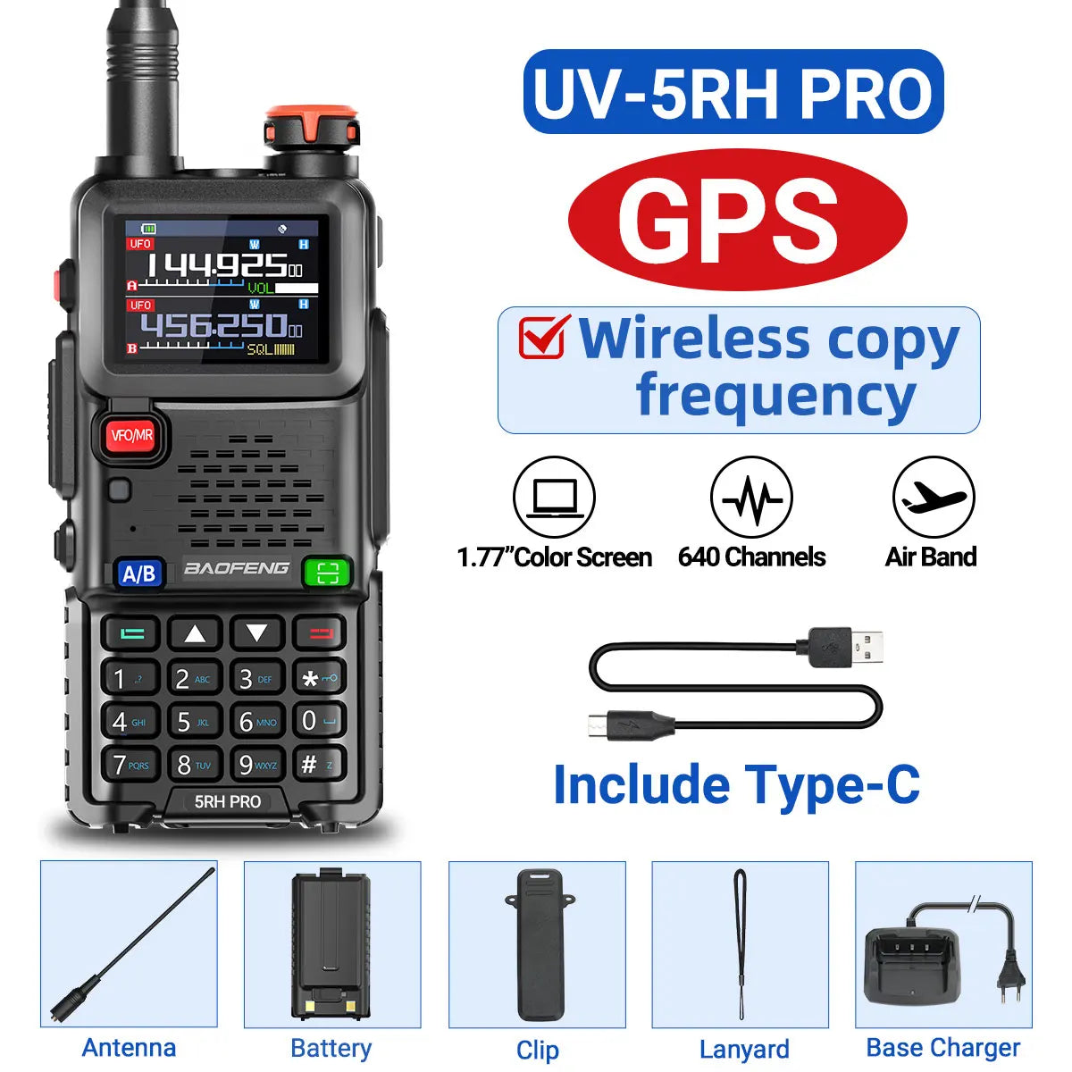 Baofeng UV-5RH Pro GPS Long Range Walkie Talkie Radio