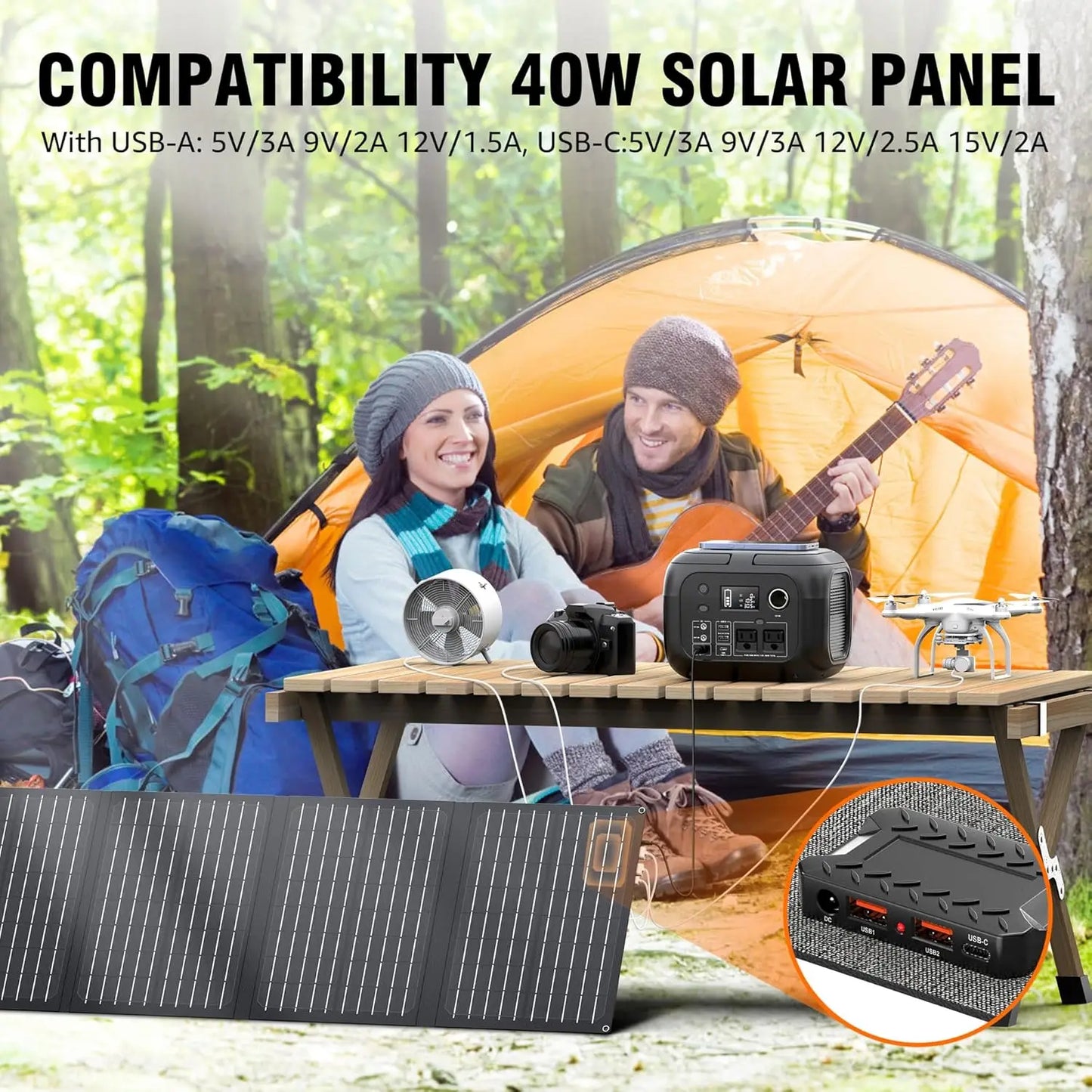 Portable Power Station with Solar Panels for Outdoor Adventures