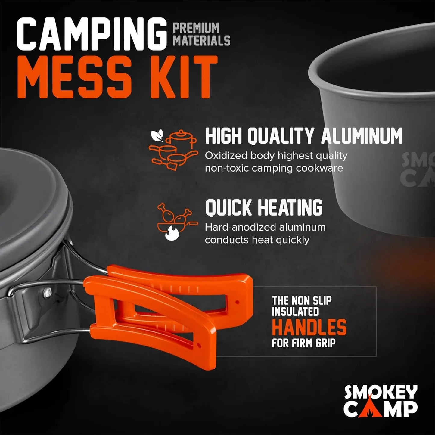 Portab Camping Mess Kit With Stove All In One Nonstick