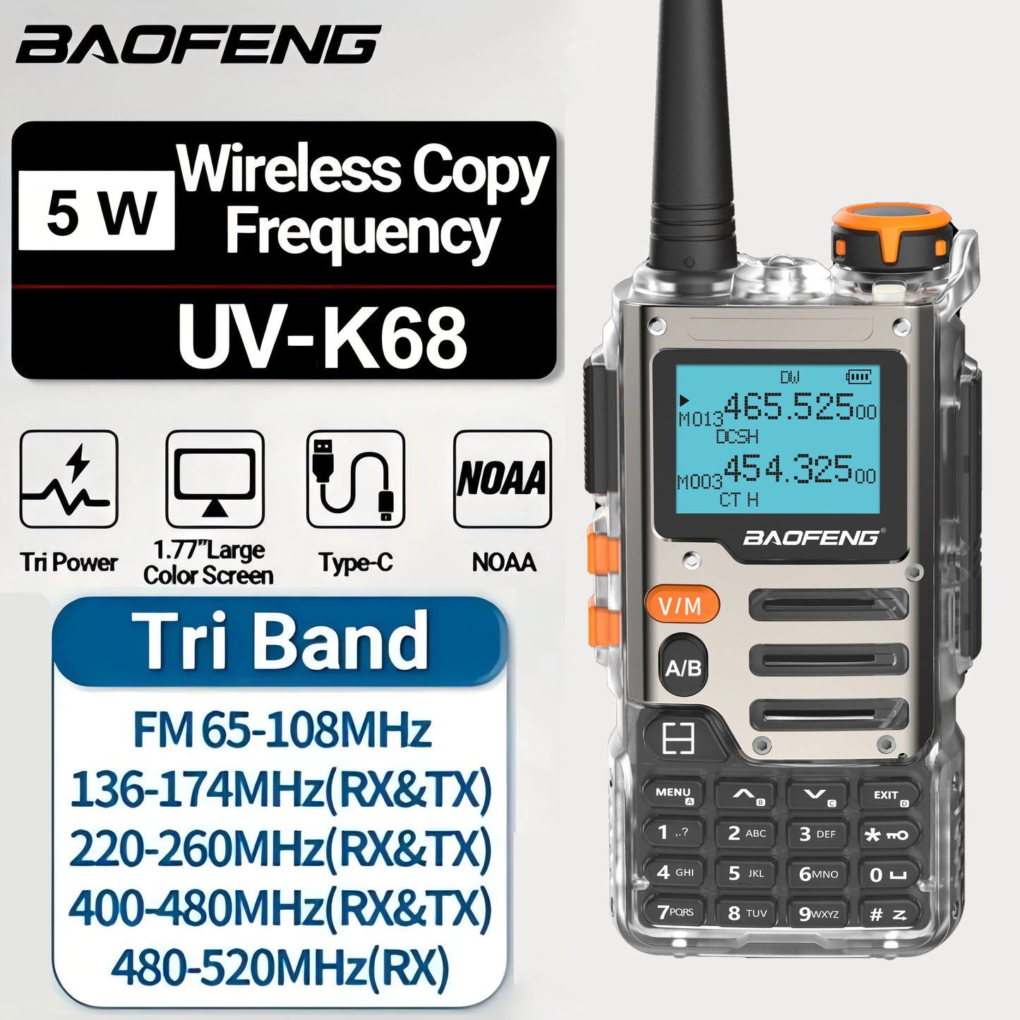 Baofeng UV K68 Walkie Talkie UHF VHF Two Way Radio Pro