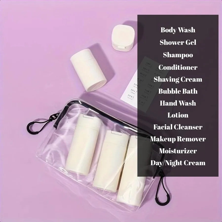5pcs Travel Cream Dispenser Bottles Set TSA Approved Containers