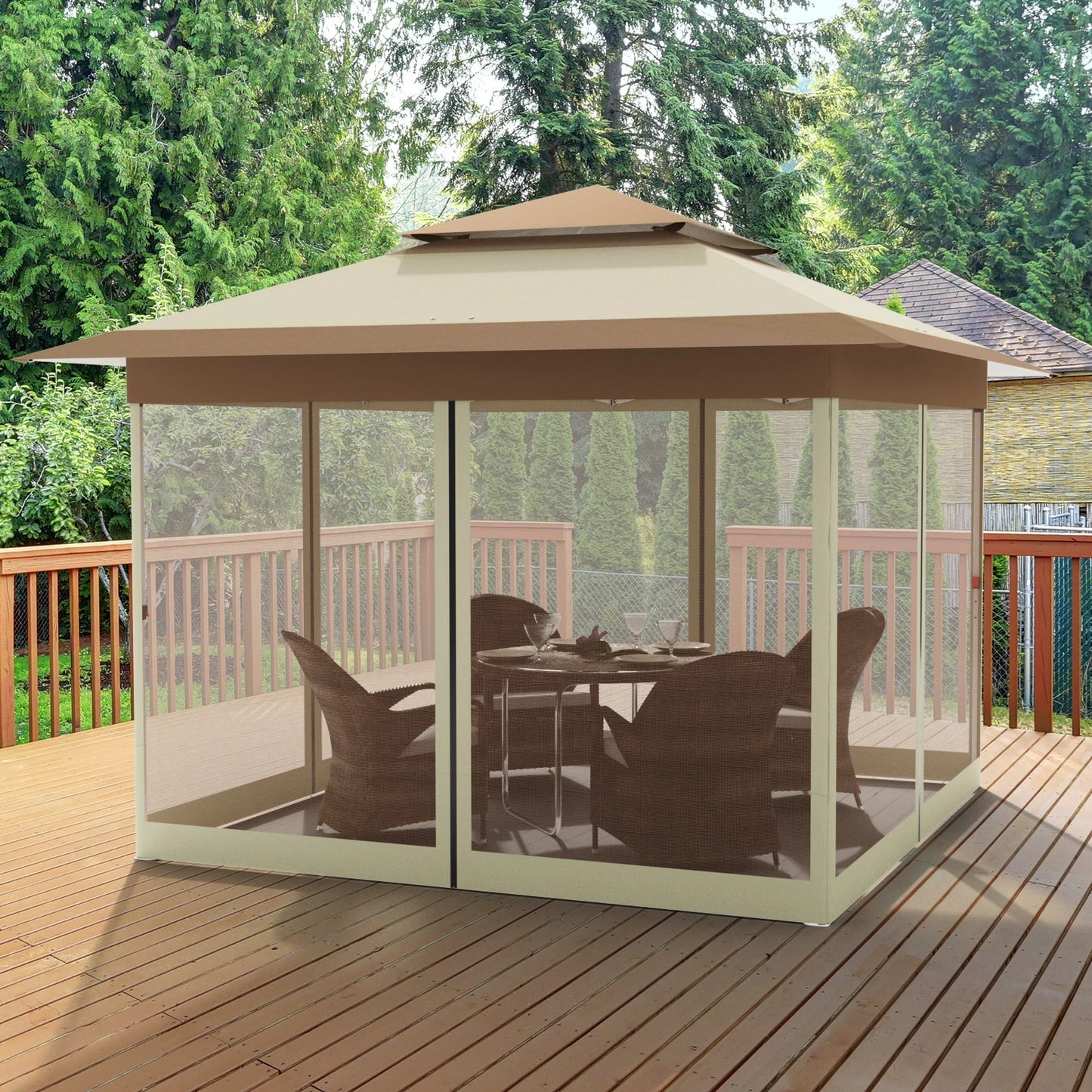 Outdoor Gazebo Canopy with Detachable Mosquito Nets