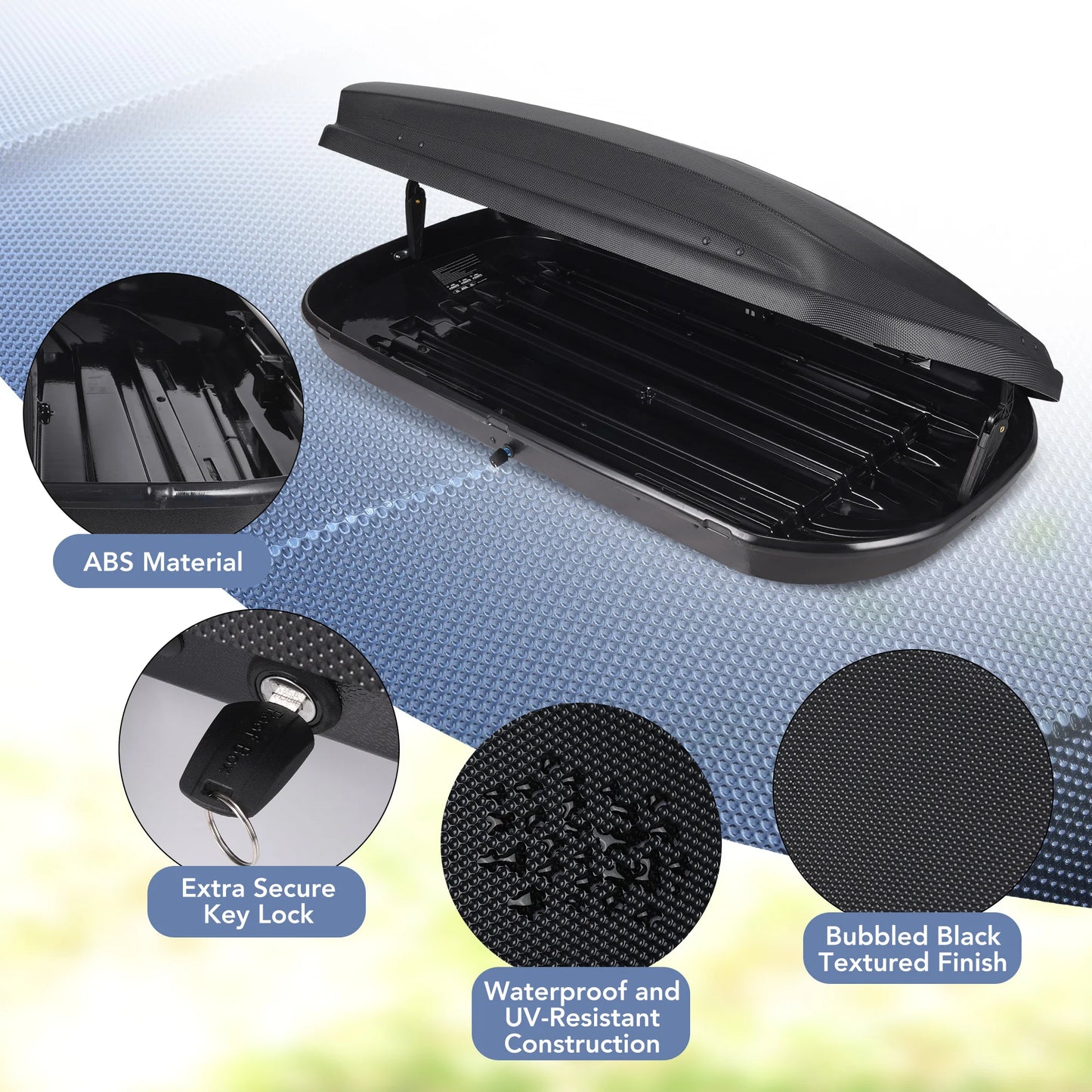 Car RV Rooftop Cargo Box Dual-Sided Opening Waterproof 165Lbs Capacity
