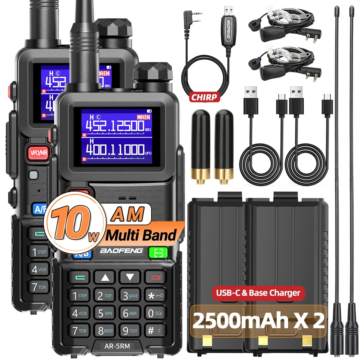 Baofeng AR5RM Multi Band Walkie Talkie 10W NOAA Radio Ham
