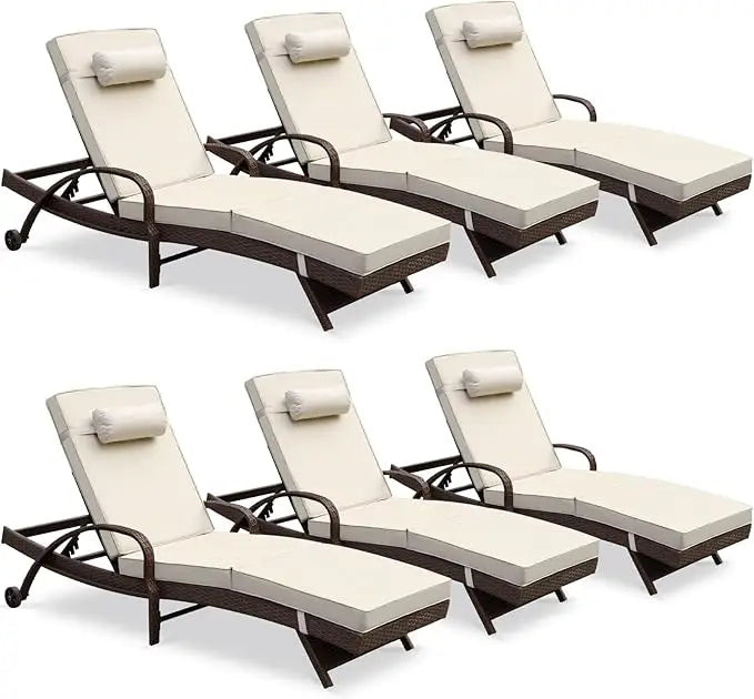 Outdoor Lounge Chairs Set of Beach Wicker Chaise Lounge