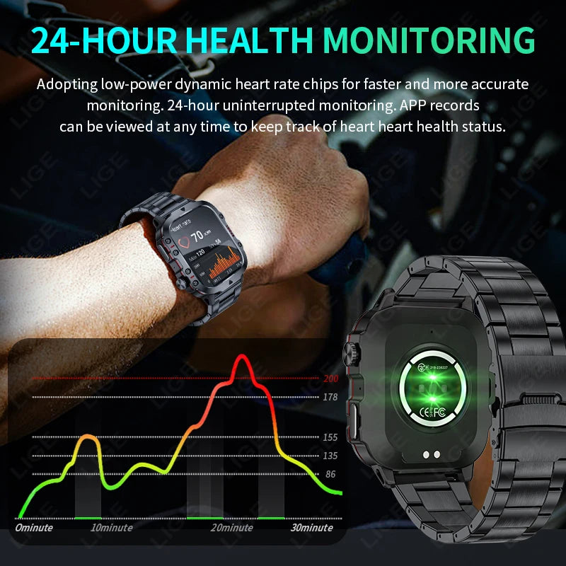 2024 New For Xiaomi Military Smart Watch Men IP68 5ATM
