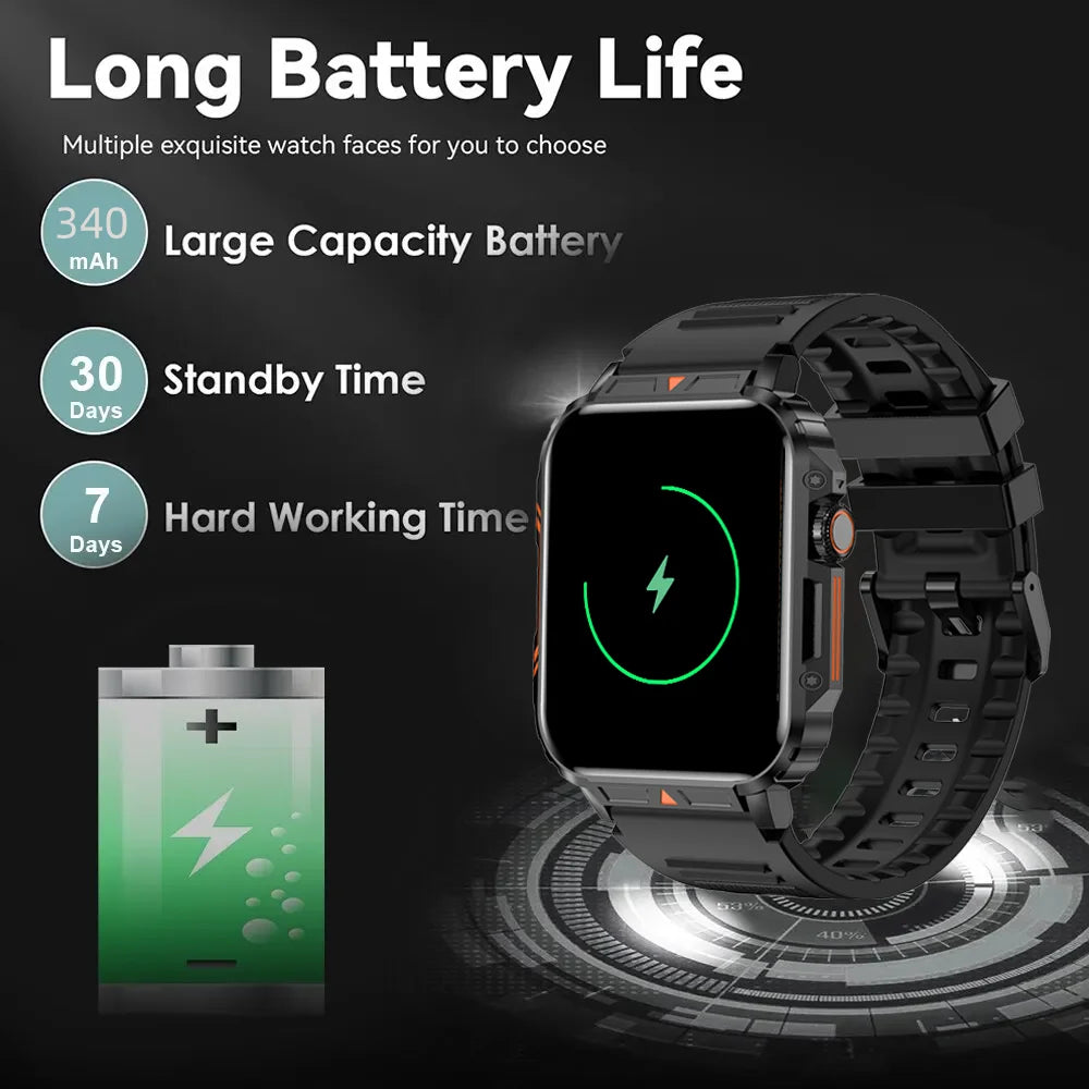 Military Smart Watch with Bluetooth Call and Heart Rate Monitor